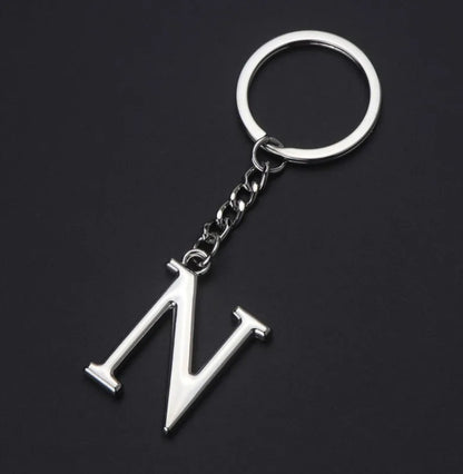 Silver Initial Letter Keychain