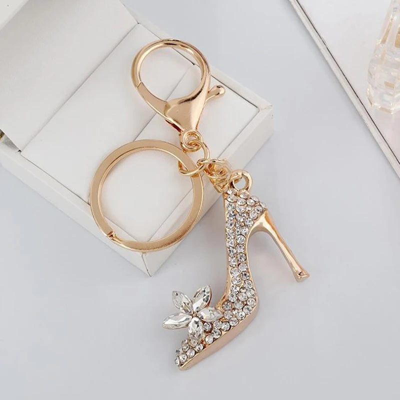 Rhinestone High Heel Shoe Keychain