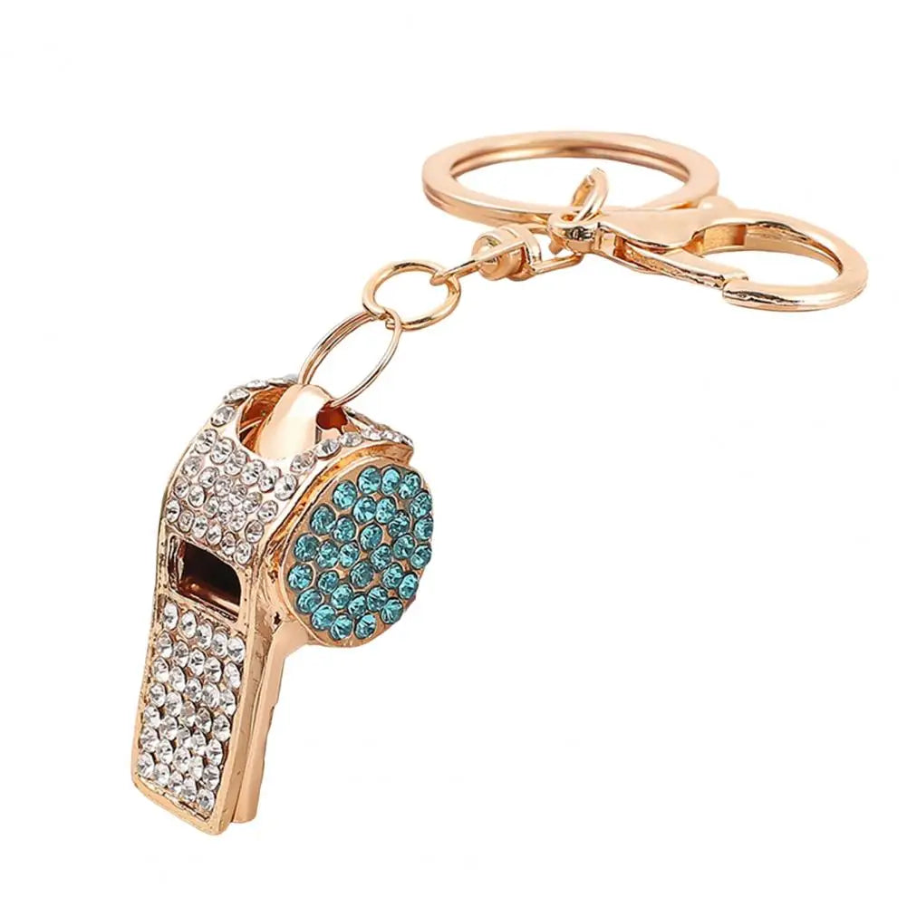 3D Rhinestone Whistle Keychain