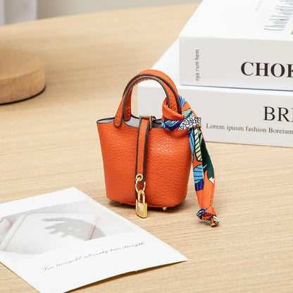 Mini Leather Hand Bag Charm