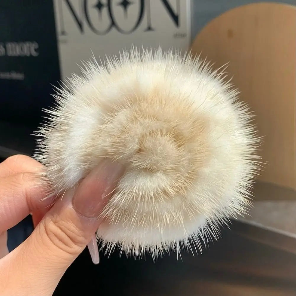 Mink Fur Flower Brooch