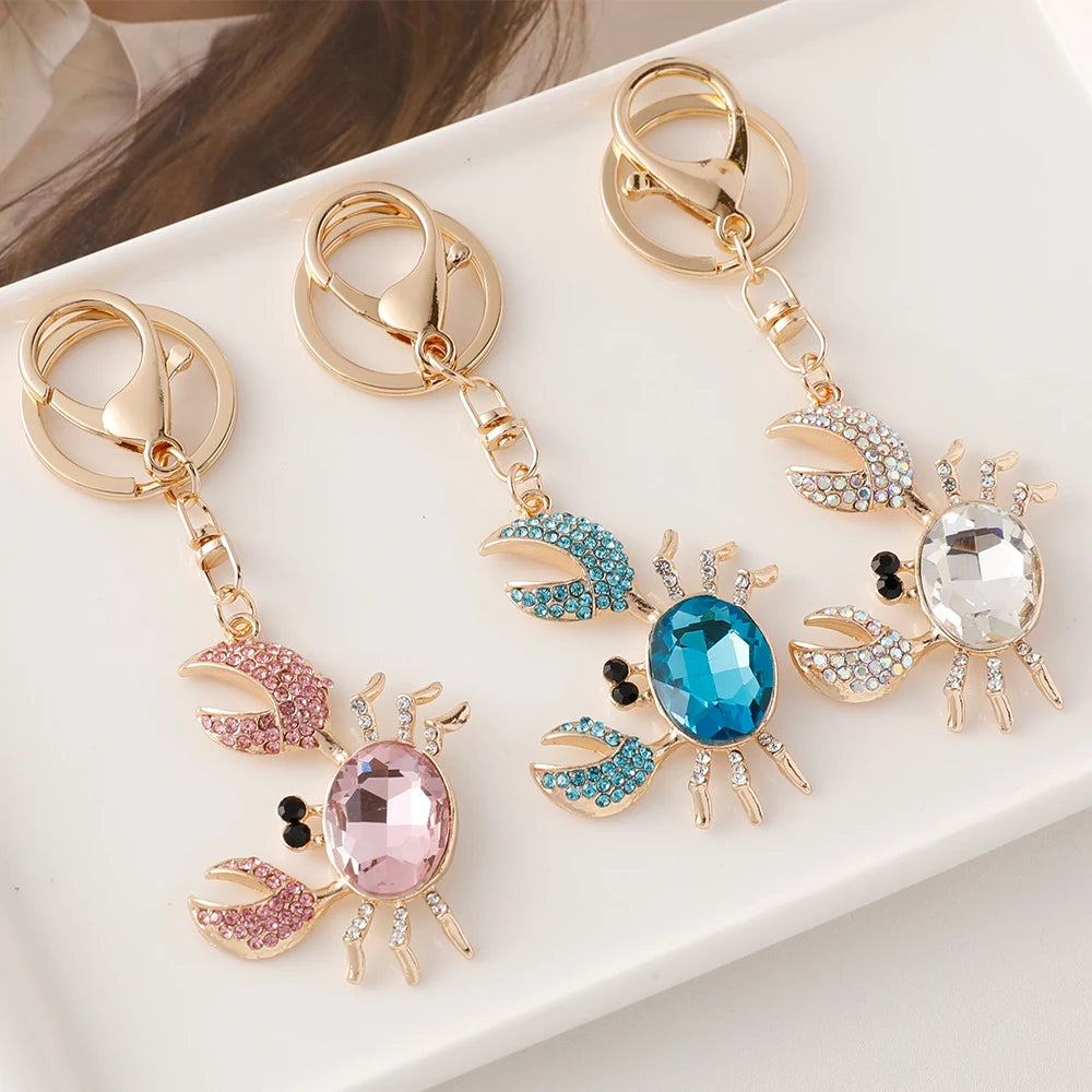 Large Sparkling Crystal Crab Keychain