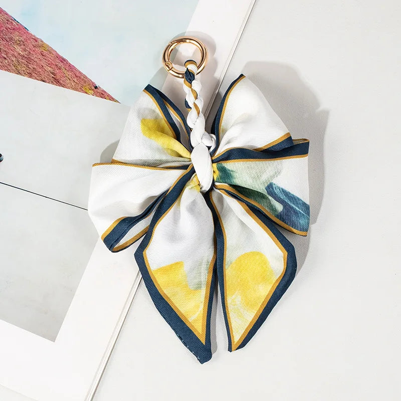 Hand-Woven Silk Bow Keychain