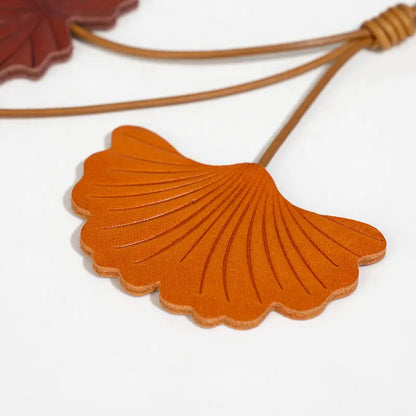 Leather Leaf Bag Charm Keychain