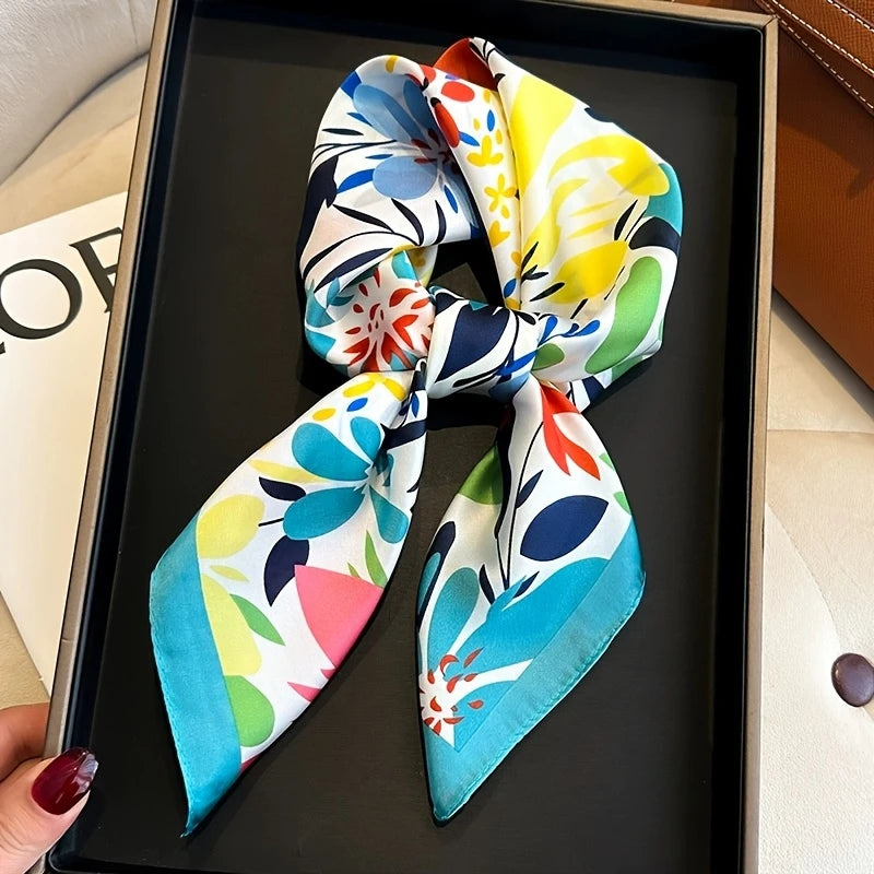 Floral Square Silk-Feel Scarf