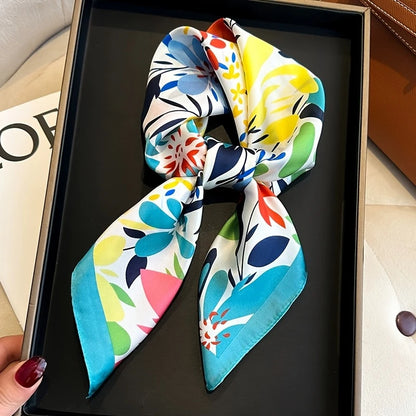 Floral Square Silk-Feel Scarf