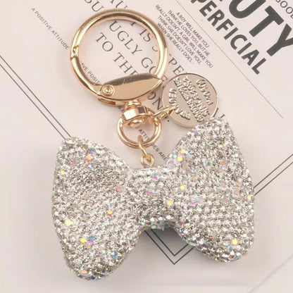 Rhinestone Bow Charm Keychain