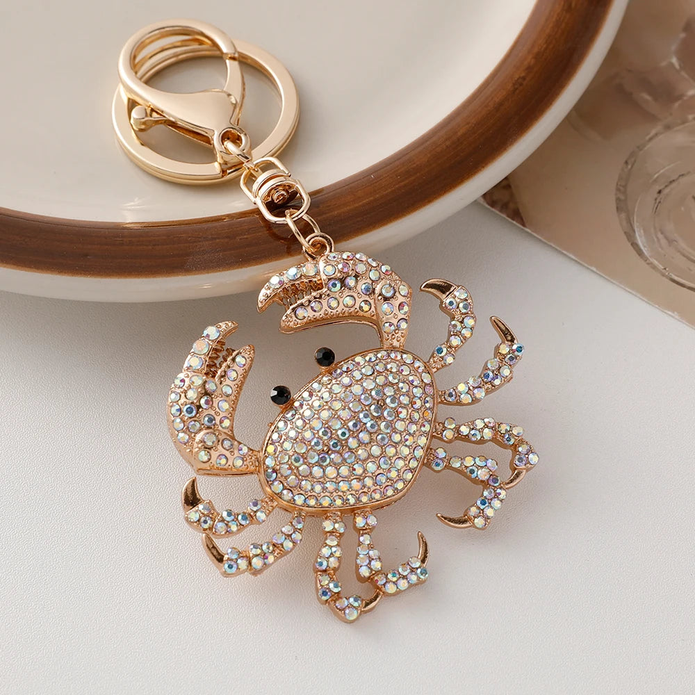 Sparkling Crystal Crab Keychain