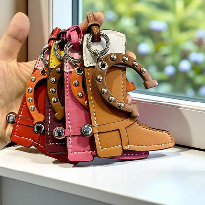 Leather Boot & Horseshoe Bag Charm