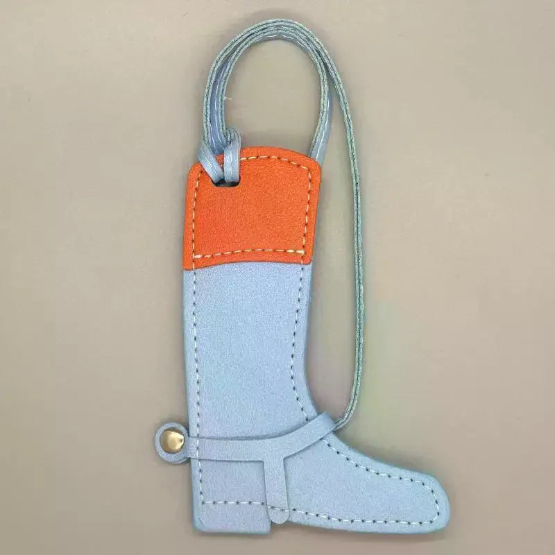 Color-Block Leather Boot Bag Charm