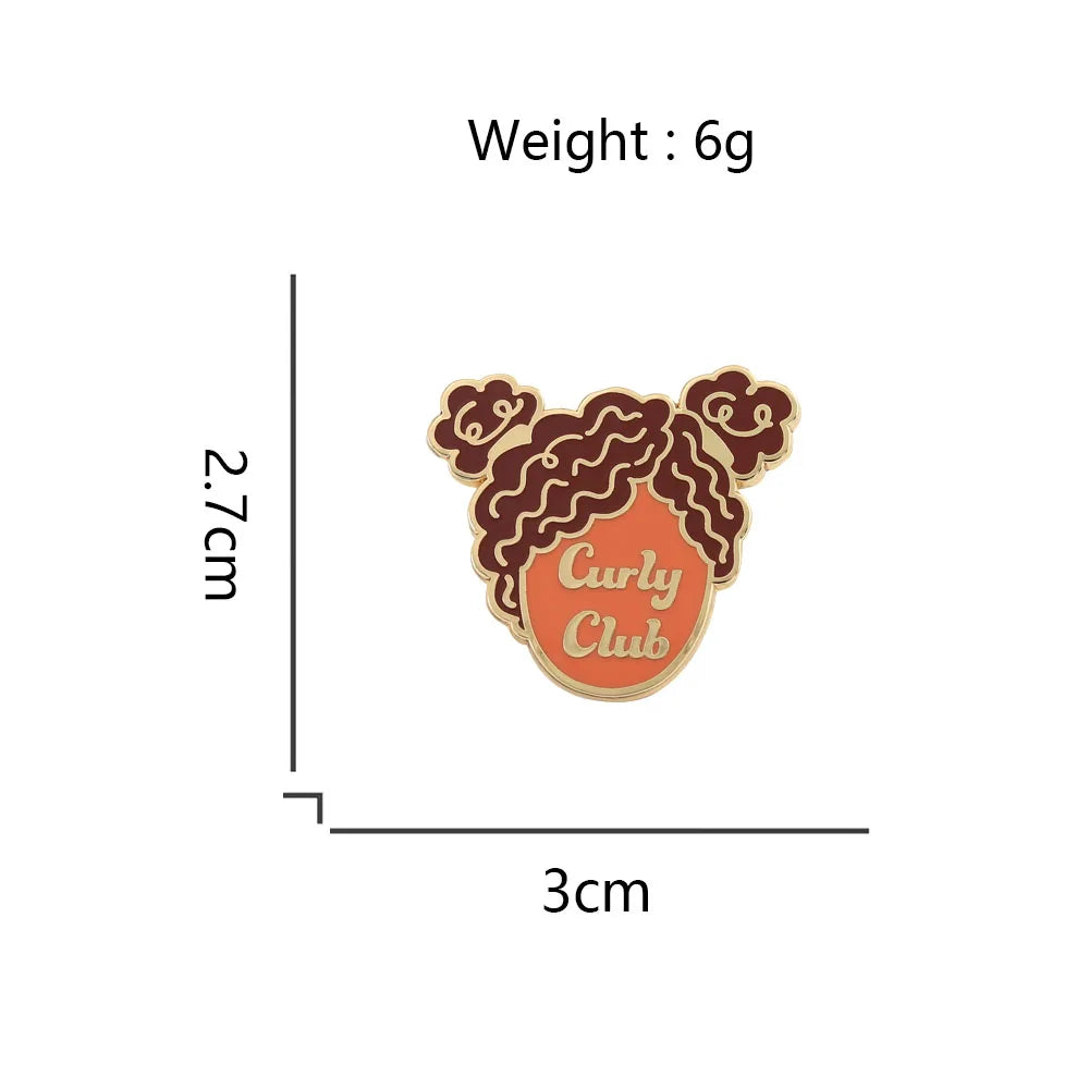 Curly Club Brooch Head Design Badge Nature Roll Enthusiast Metal Pin African Trendy Accessories Cultural Peripheral Lapel Pin