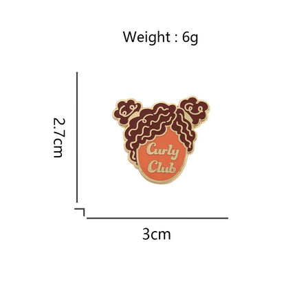 Curly Club Brooch Head Design Badge Nature Roll Enthusiast Metal Pin African Trendy Accessories Cultural Peripheral Lapel Pin