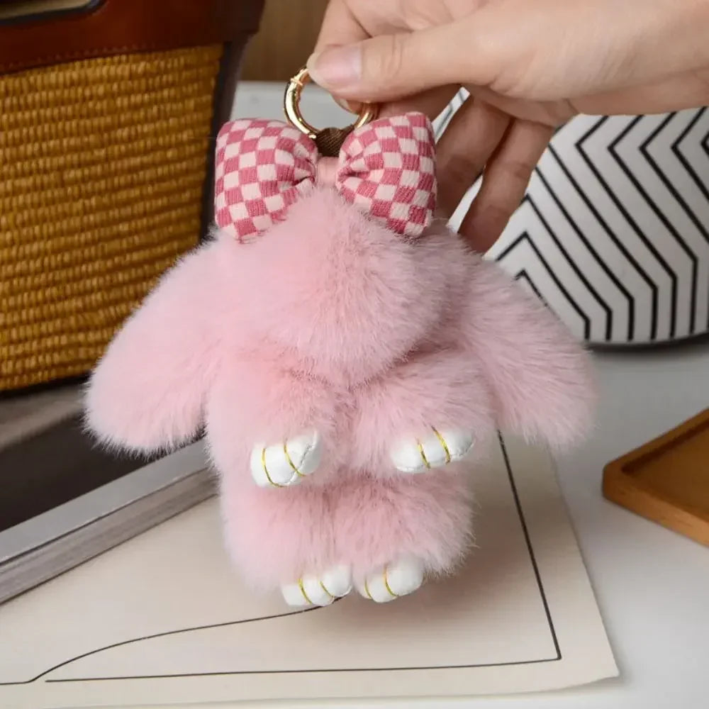 Fluffy Bunny Bag Charm Keychain