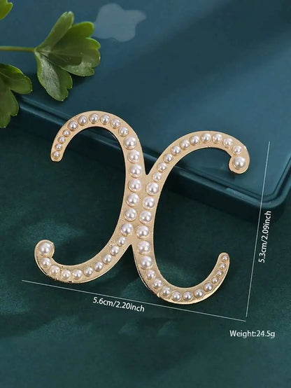 Pearl Letter Initial Brooch Pin