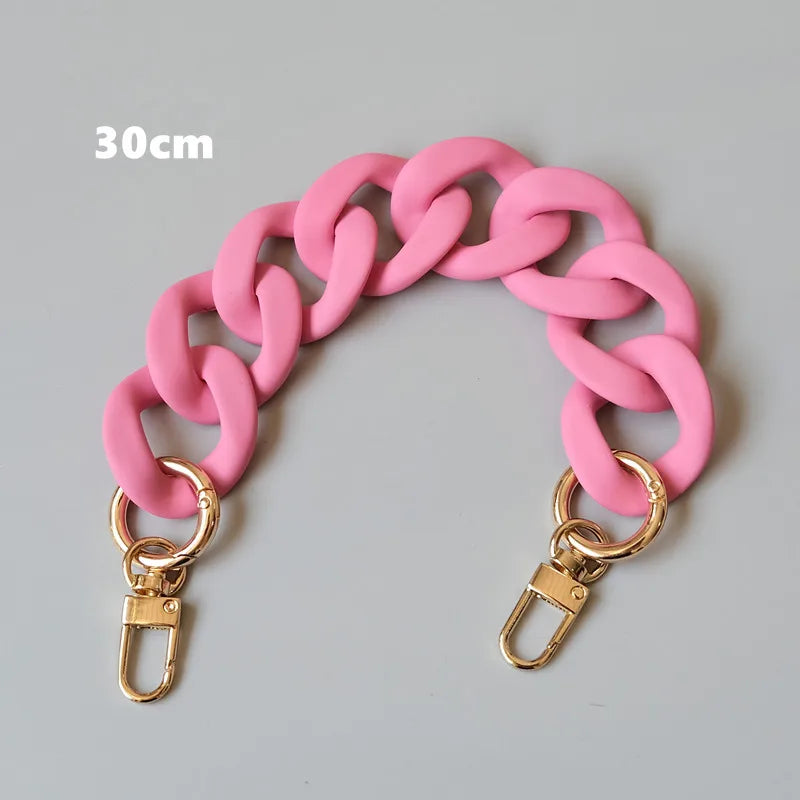 Candy Pink Resin Chain Frosted Purse Chain