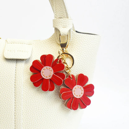 Daisy Leather Bag Charm Keychain
