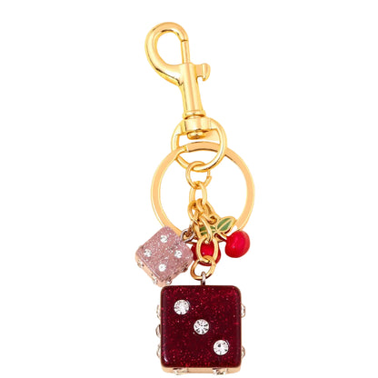 Y2K Lucky Dice Crystal Keychain