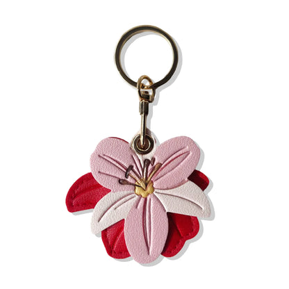 Lily Flower Pendant Leather Keychain