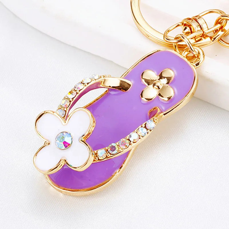 Crystal Slipper Keychain — Rhinestone Enamel Bag Charm