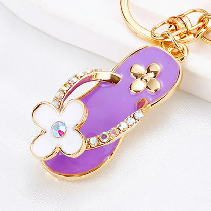 Crystal Slipper Keychain — Rhinestone Enamel Bag Charm