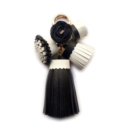 Luxury Handmade Leather Tassel Bag Charm Keychain