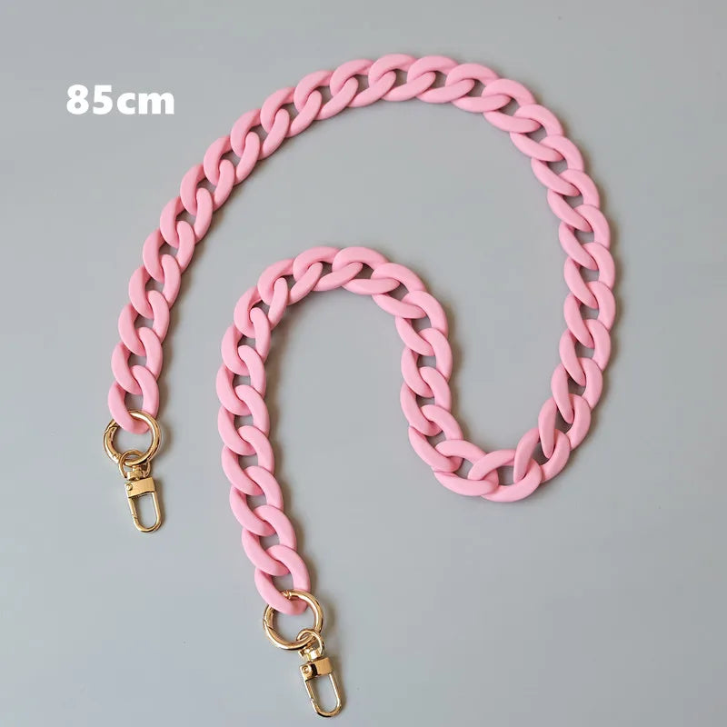 Candy Pink Resin Chain Frosted Purse Chain
