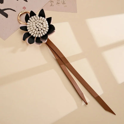 Woven Leather Sunflower Bag Charm