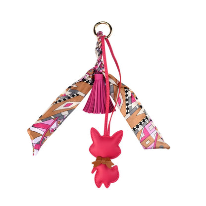 Leather Tassel Fox Bag Charm