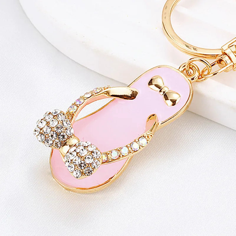 Crystal Slipper Keychain — Rhinestone Enamel Bag Charm