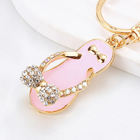 Crystal Slipper Keychain — Rhinestone Enamel Bag Charm