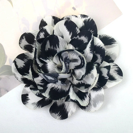 Leopard Print Fabric Flower Brooch