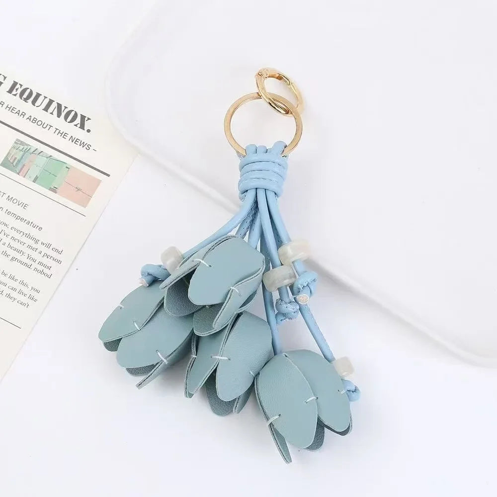 Leather Flower Hanger Keychain