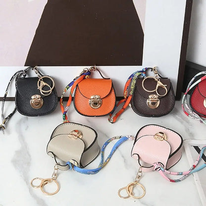 Mini Leather Coin Purse Keychain