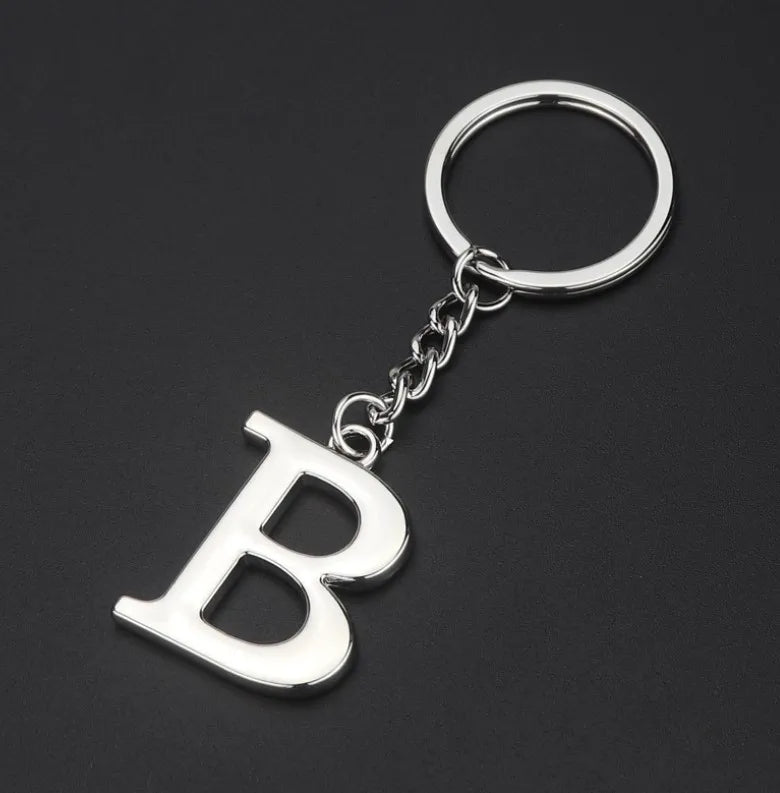 Silver Initial Letter Keychain
