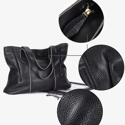 Ruched Leather Tote Bag
