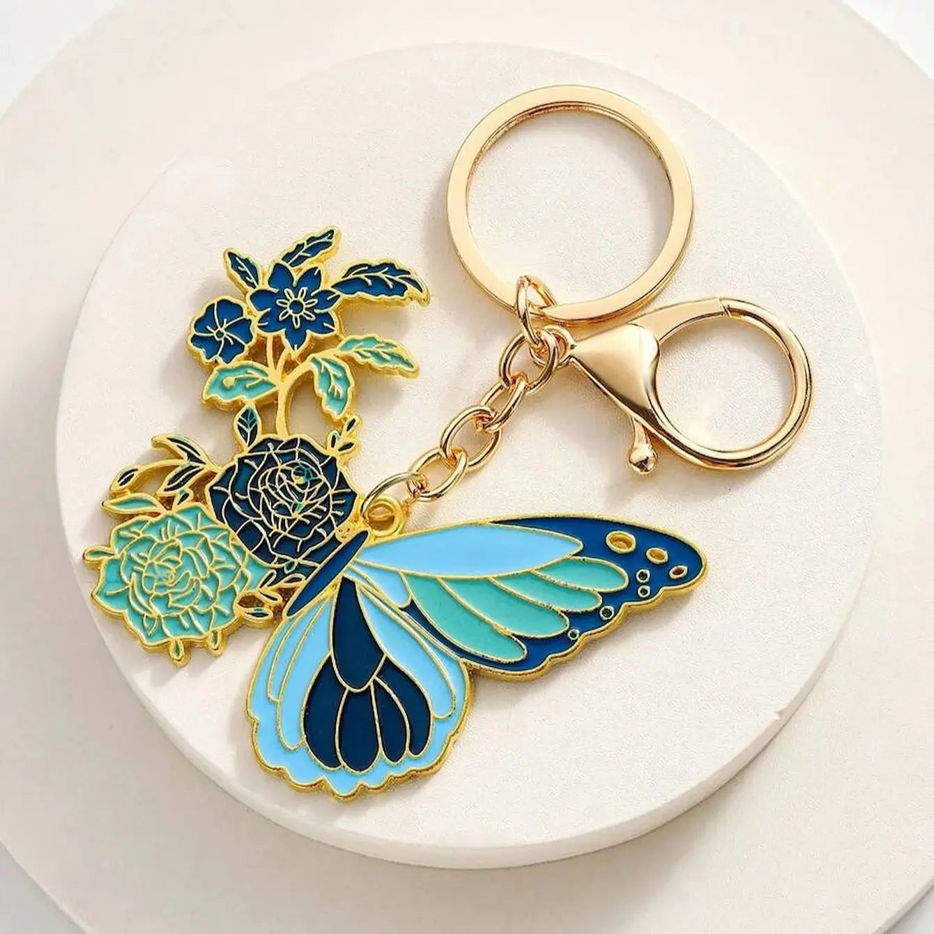 Butterfly Bloom Enamel Keychain