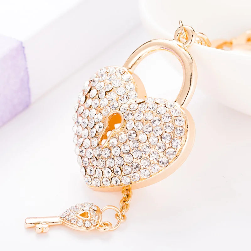 Crystal Love Lock Keychain