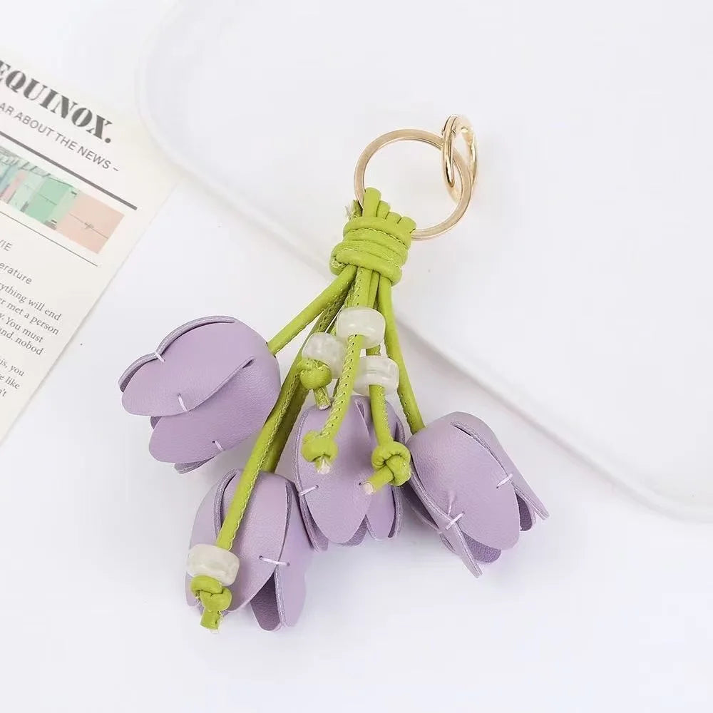 Leather Flower Hanger Keychain