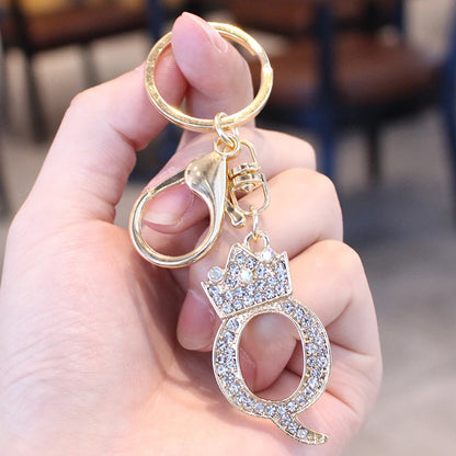 Rhinestone Initial Letter Keychain