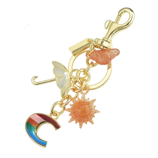 Sun Umbrella Letter Keychain — Rainbow Bag Charm Pendant