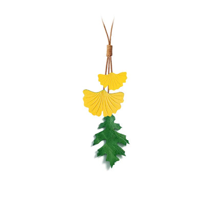 Rustic Leather Maple Leaf Bag Charm