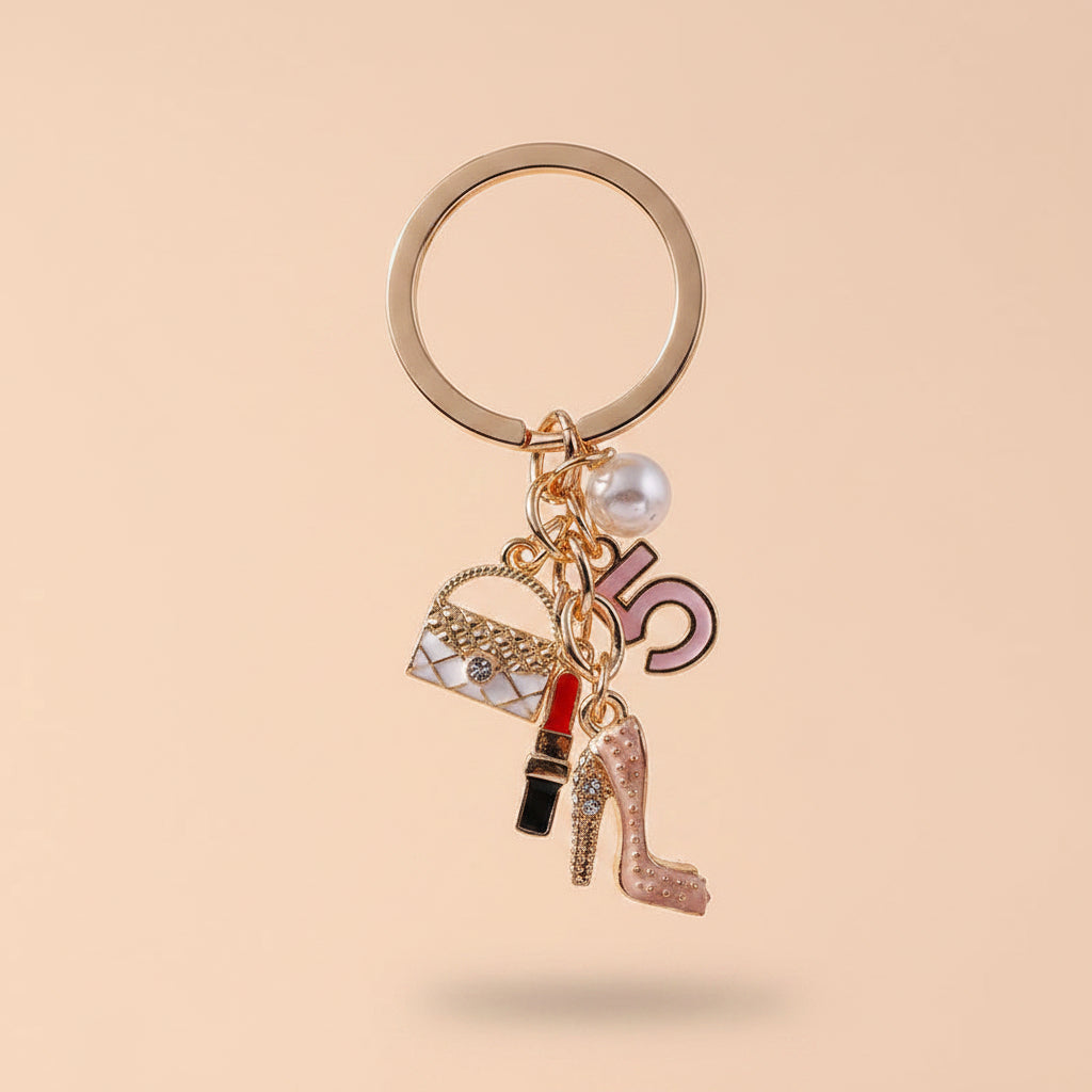 Mini High Heel & Lipstick Charm Keychain