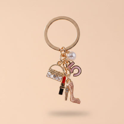 Mini High Heel & Lipstick Charm Keychain