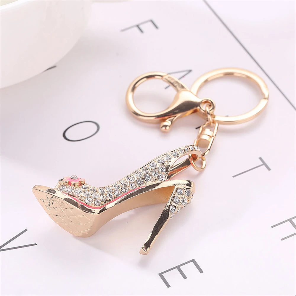 Rhinestone High Heel Shoe Keychain