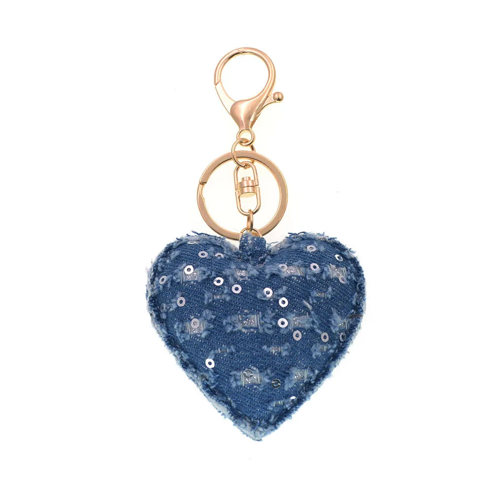 Denim Heart Keychain