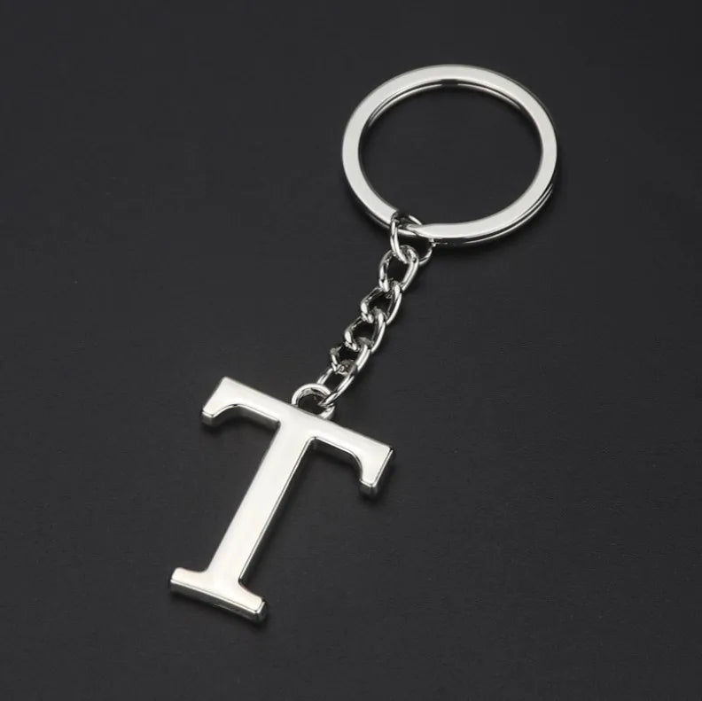 Silver Initial Letter Keychain