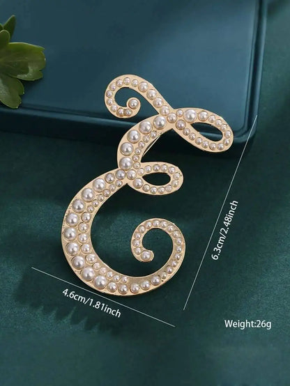 Pearl Letter Initial Brooch Pin
