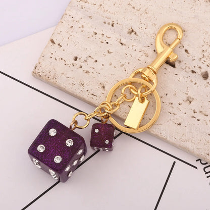 Y2K Lucky Dice Crystal Keychain