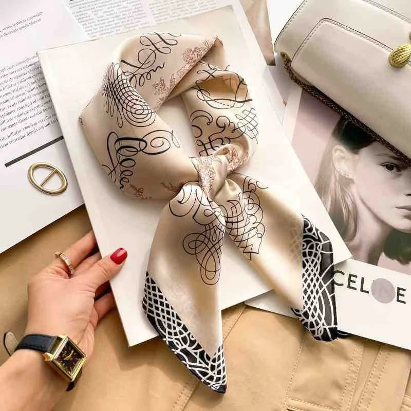 Leopard Print Satin Square Scarf