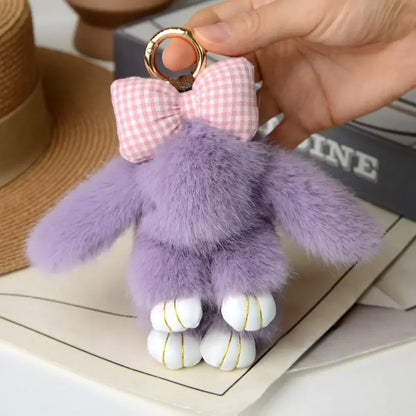 Fluffy Bunny Bag Charm Keychain